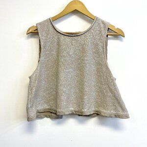 Free People Sparkly Back Button Sleeveless Crop Top